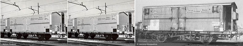 021-HR6561 - H0 - FS, 3-tlg Set 2-achs. Kühlwagen Hgb (2 ohne Bremserhaus, 1 mit), Ep. III